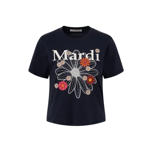 MARDI MERCREDI SS25 T-рубашка Женская Морской синий Корейский стиль