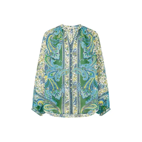 MEIYANG Зеленые Женские Шифоновые Рубашки