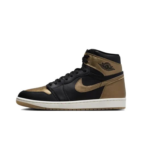 Jordan Air Jordan 1 High OG 'Металлик Золотой' High Топ Винтажные баскетбольные кроссовки Унисекс Черный Золотой