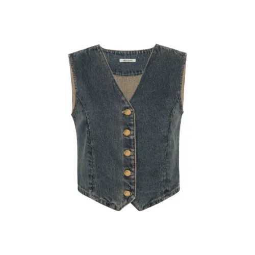 MEIYANG Винтажный синий Женский жилет