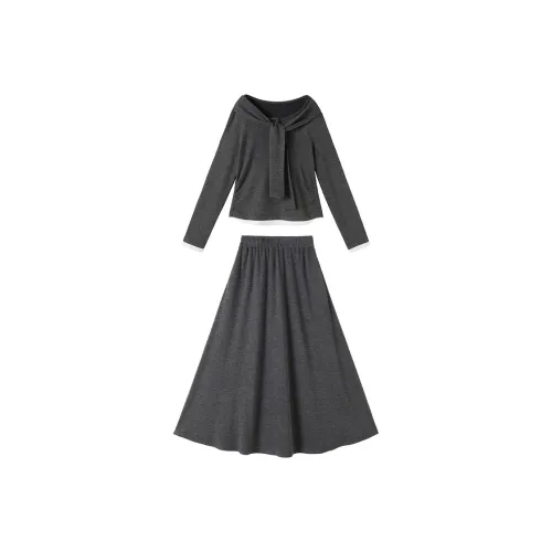 XIANGYING Средний серый женский комплект с юбкой