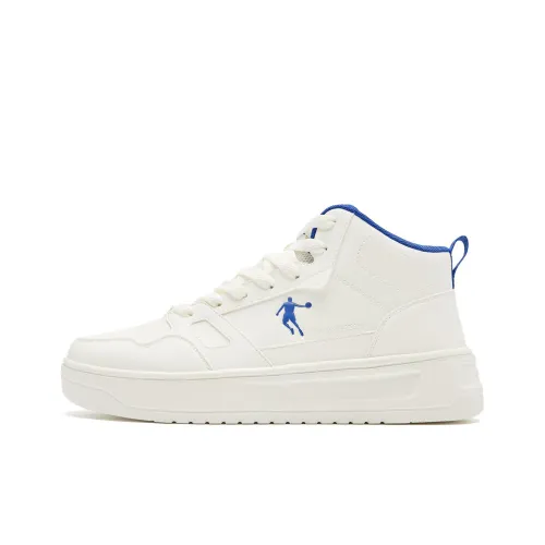 QIAODAN Little White Dragon Скейтборд Кроссовки Высокие Слоновая кость Bay Лунно-синий Мужской