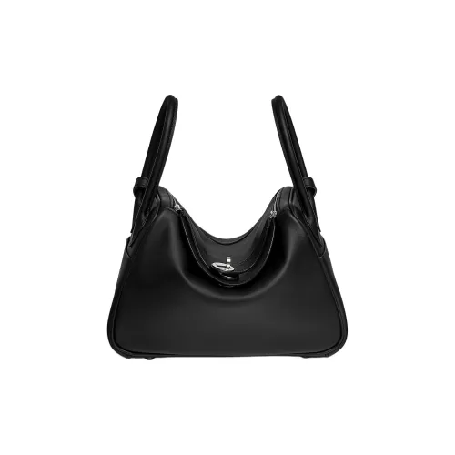 HERMES Lindy Swift Телячья кожа Сумка Женская Черная