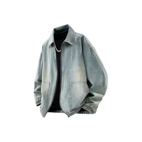 PGNC Промытый деним куртка свободный крой универсальный повседневный топ мужской