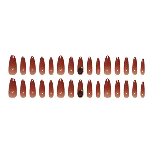 Лулу Кэнди Рубины False Nail Лаковые Стрипы с Омбре и Ромб Дизайн Миндаль Красный Градиентный Стиль Инстаграм