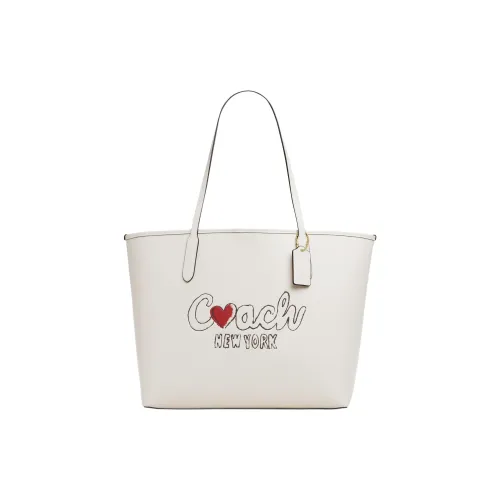 COACH Городская сумка Tote из коровьей кожи сумка для покупок сумка через плечо большая женская молочно-белая