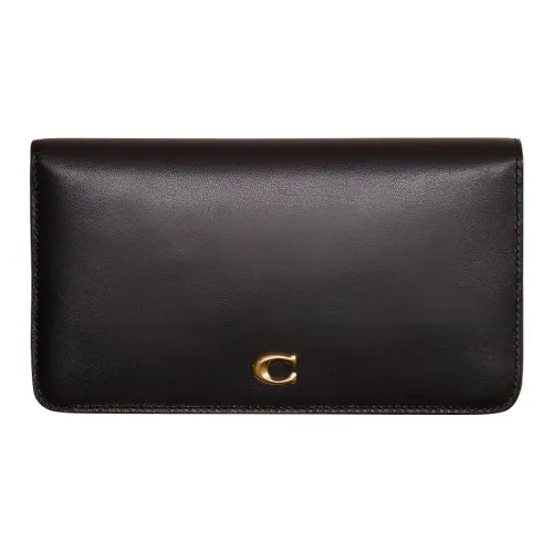 COACH Утонченный кожаный кошелек для карт кошелек для монет кошелек женский черный