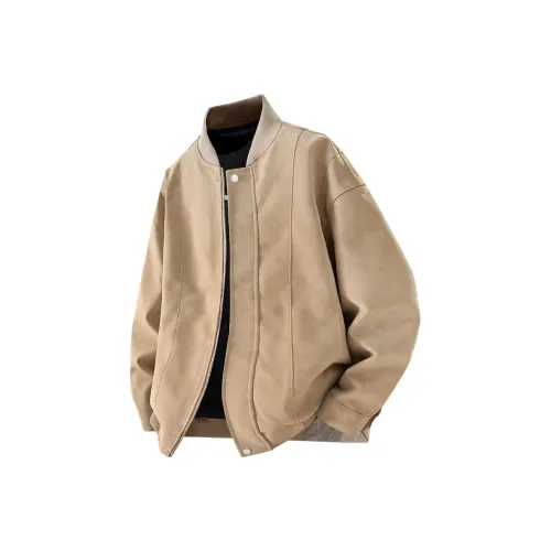 PGNC Бейсбольный воротник Топ Свободный крой Кожа Куртка Куртка Мужская