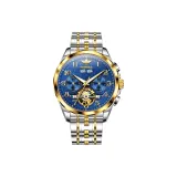 Стальной ремешок, синий циферблат, цвет