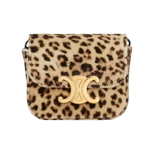 CELINE Велюр Сумка через плечо Мини Женская с леопардовым принтом