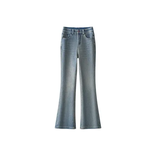 Devanro Синие Джинсы с Флисовой Подкладкой для Женщин