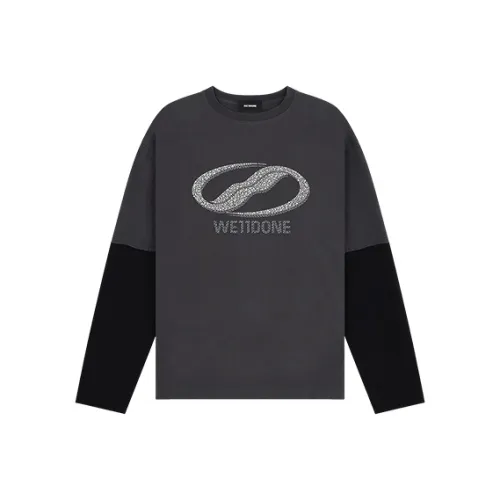 WE11DONE Длинный рукав Т-рубашка Унисекс Угольный серый