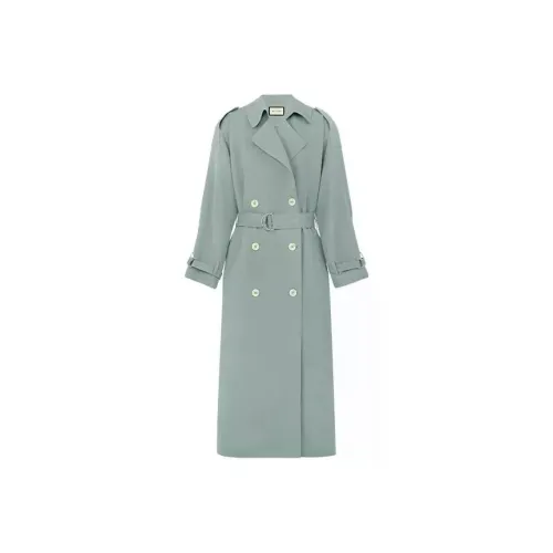 MEIYANG Серый Зеленый Женский Тренч