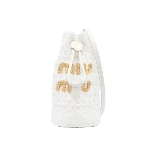 MIU MIU Соломенная плетеная сумка ведрообразной формы сумка через плечо плечевая сумка женская белая и бежевая