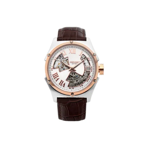 GEIGER Наручные часы Автоматический Механический Механизм Коровья кожа Ремешок 40 мм Черепный циферблат Унисекс