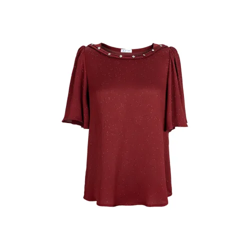 Tang Xi Женская Летняя Тонкая Элегантная Утягивающий Красный Топ Рубашка Женская