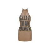 Хаки с принтом буквы, шерстяное плетение, платье (в наличии)