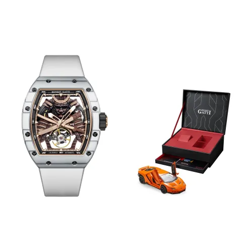 BONEST GATTI Автоматический механический механизм ремешок из фторкаучука часы для мужчин циферблат с черепом