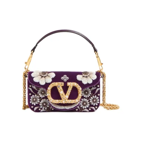Valentino Locò Вельвет Одно Плечо Сумка Маленькая Женская Фиолетовая