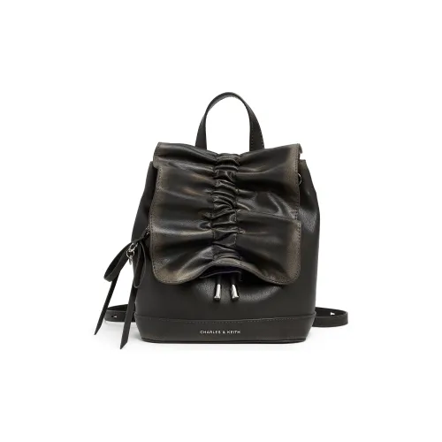 CHARLES KEITH ПУ (полиуретан) Рюкзак Маленький Женский Кремово-молочный Белый Полированный Коричневый