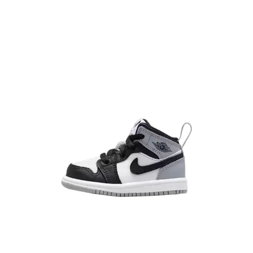 Jordan 1 MID Топ Обувь для малышей Черный белый Infant And Toddler