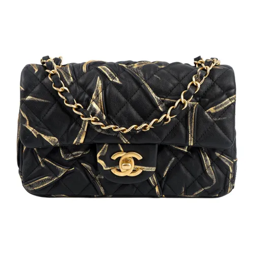 CHANEL Classic Flap CF Lambskin Flip-Flap Chain Crossbody Mini Women's Black