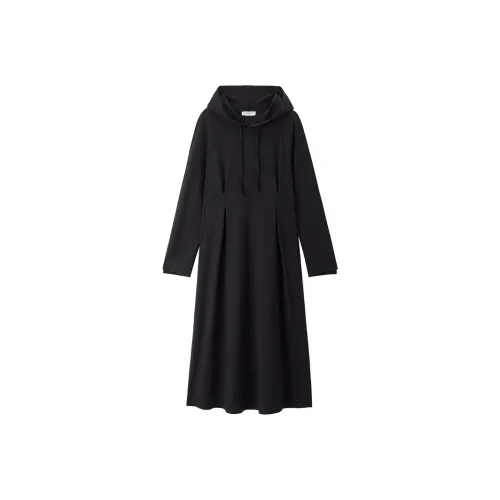 Giordano 09 Signature Черные Женские Длинные Платья с Длинными Рукавами