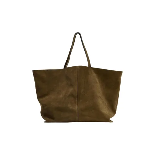 ZARA Коровья кожа Тоут Сумка Сумка для покупок Сумка Женская Хаки зеленый