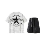 Белая футболка+черные шорты