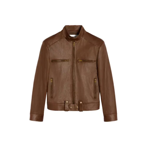 CELINE SS24 Кожа Куртка Женская Коричневая