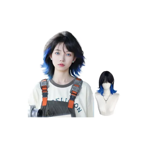 GLUNA Волк Ласточкин хвост Mullet Голова Мужская Перука Омбре Градиентный Юность Позиционирование Стиль