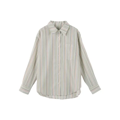 Cypress House Оранжевый/Зеленый Полосы Женские Рубашки