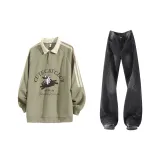 Горох Зеленый + Угольный Черный Брюки