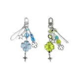 Подвеска с четырехлистным клевером, 1 пара (зеленый + синий)