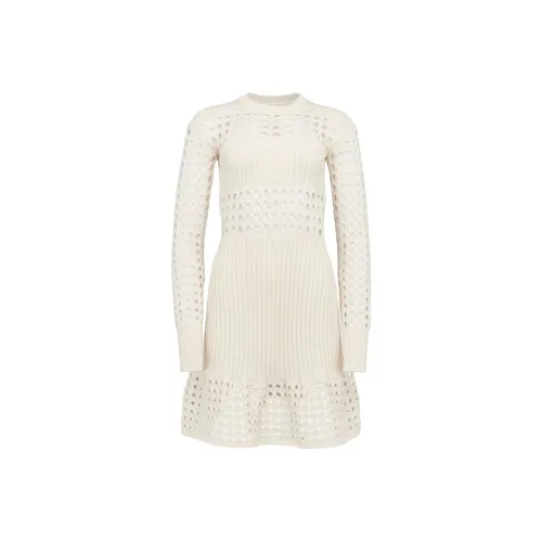 Alexander McQueen SS24 Длинное платье с длинными рукавами цвет слоновая кость женское