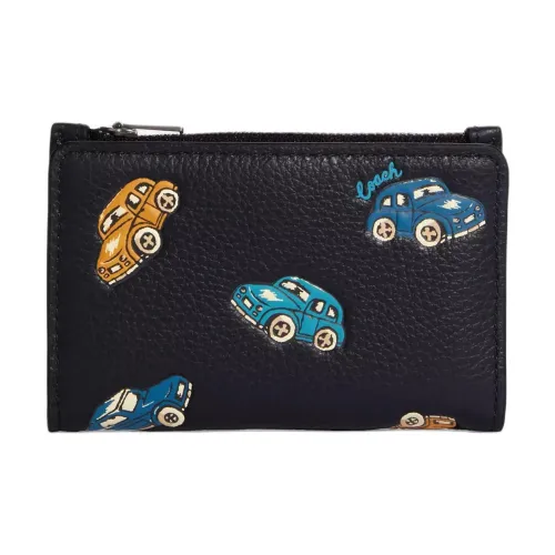 COACH Кожа Монетница Держатель для карт Кошелек Унисекс Черный