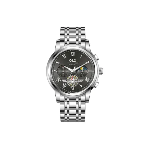 GLX Кварцевый механизм стальной ремешок мужские часы белый циферблат