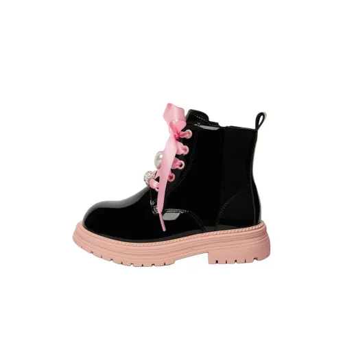 Snoffy Детские кожаные сапоги High Top Радужный Черный/Розовый Kids