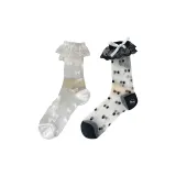 2 пачки (Белое кружево с сердцем + Черное кружево с белым бантом)