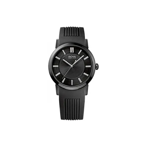 Hugo Boss Мужские часы Кварцевый механизм Силиконовый ремешок 40 мм Черный циферблат