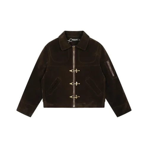 MAD WITCH Самолет Пуговица Укороченный Куртка Винтаж Потертый Винтаж Замша Пальто Ins Унисекс