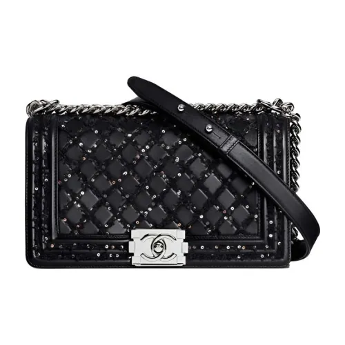 CHANEL LEBOY Сумка из овечьей кожи с цепочкой сумка через плечо женская черная