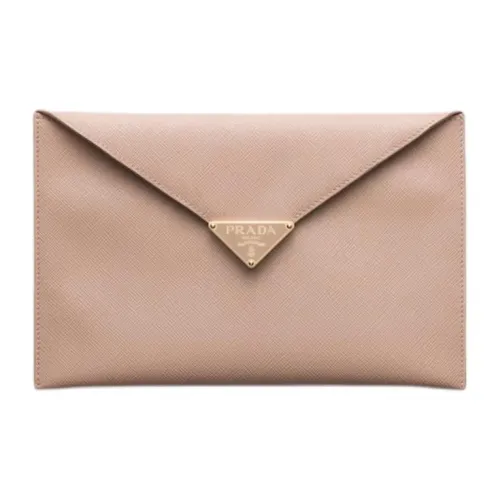 PRADA Saffiano кожа конверт клатч женский розовый