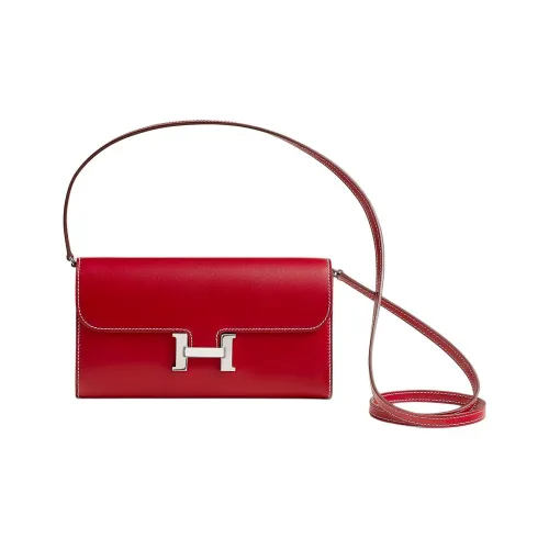 HERMES Constance To Go Кожа Box Через плечо Кошелек Женские 5X Руж Piment Перечно-красный