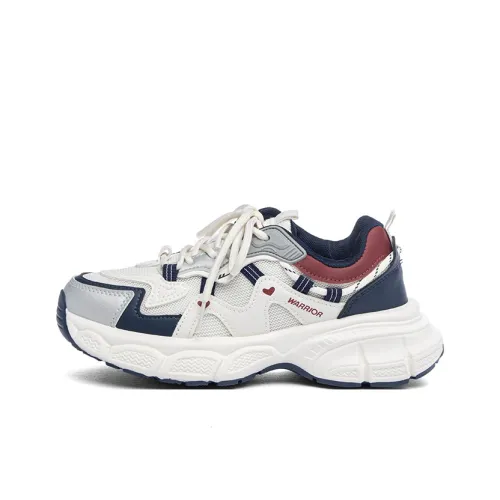 Warrior Износостойкий и Легкий Низкий Топ Кроссовки с Толстой Подошвой Женские Бежевый Серебряный Темно-Синий