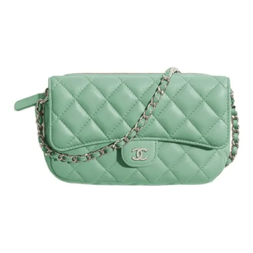 CHANEL Сумка через плечо с узором "Ромб" Женская Травяной зеленый