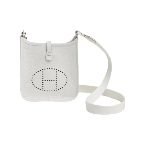 HERMES Evelyne Taurillon Clemence Bullock Кожа Сумка через плечо Мини Женские 01 BLANC Чисто белый