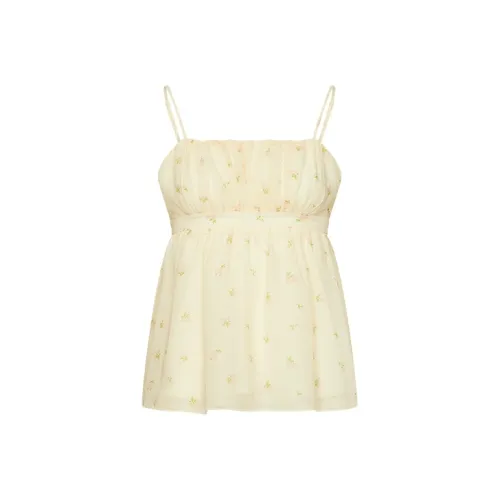 URBAN REVIVO Светло-желтая рубашка с принтом женская