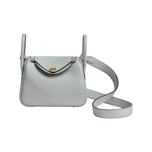HERMES Lindy Clemence Телячья кожа Сумка Мини Женская N4 Gris Platine Платиновый серый