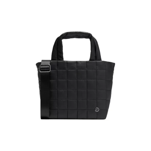lululemon Quilted Нейлон Тоут Сумка Сумка для покупок Сумка Маленькая Унисекс Черная